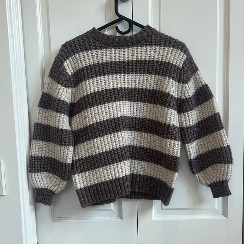 Zara Striped Brown and Cream Knit Sweater Size 13-14